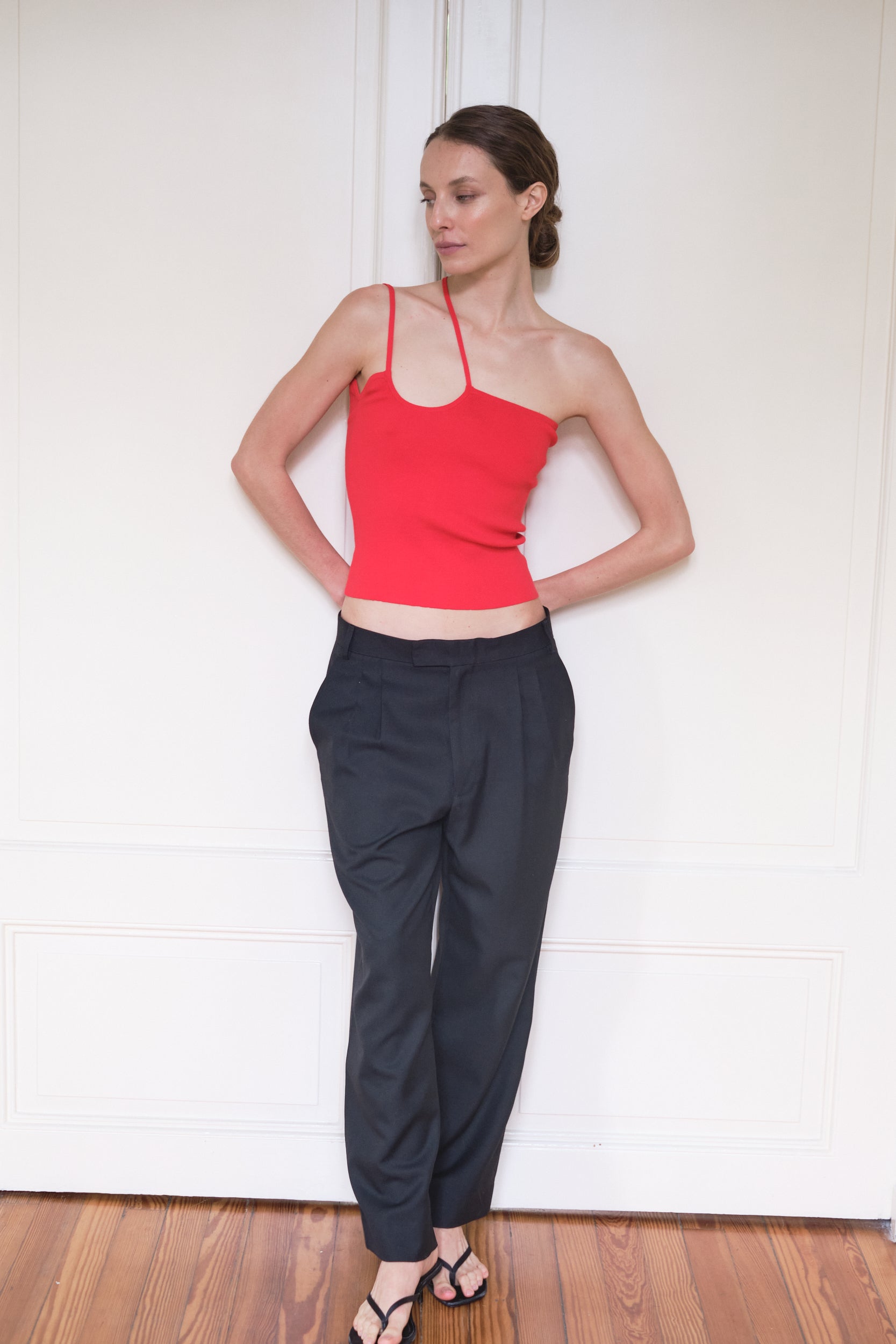 Strap Knit Top | Red $219
