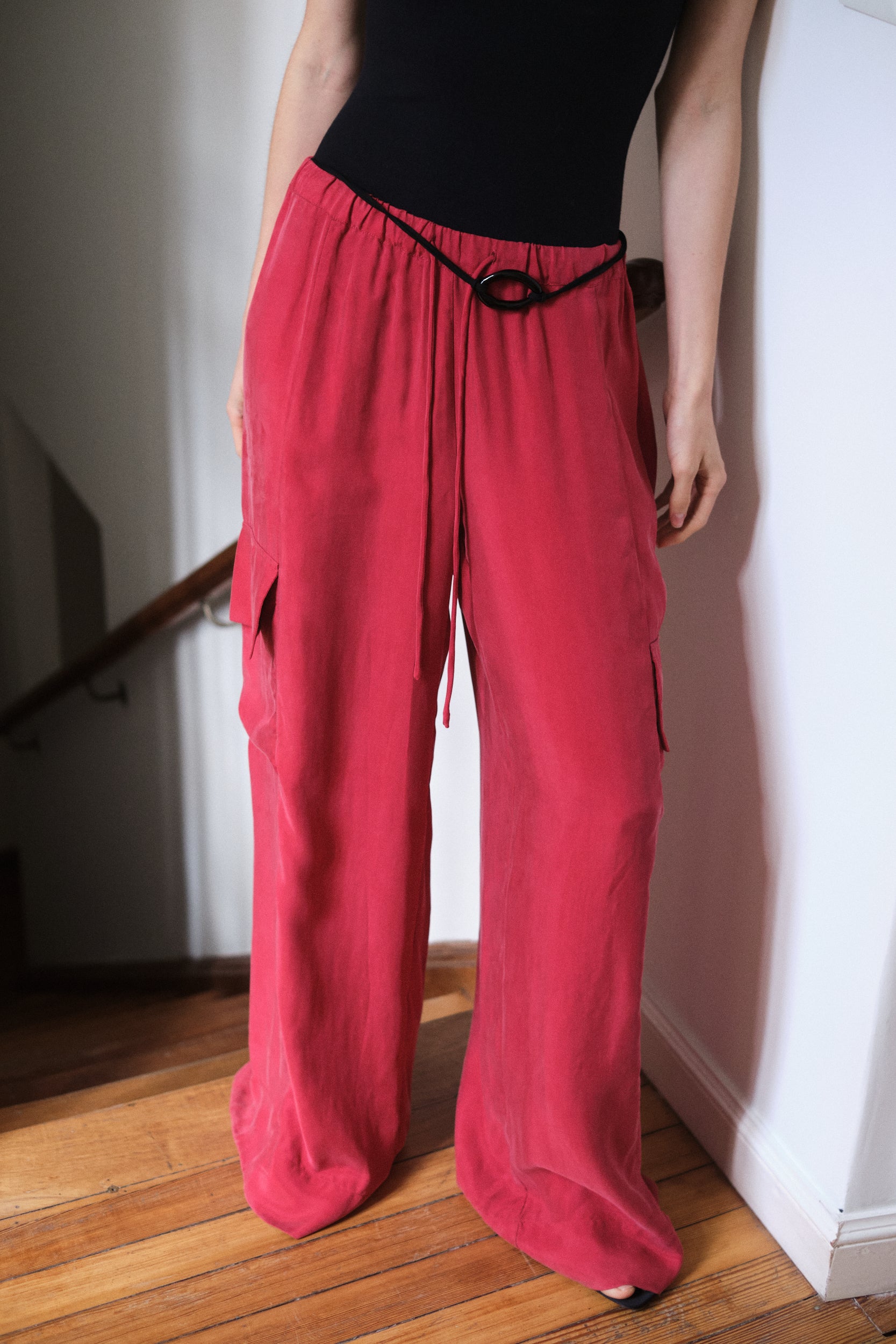 Drawstring Cargo Pant | Carmine $319