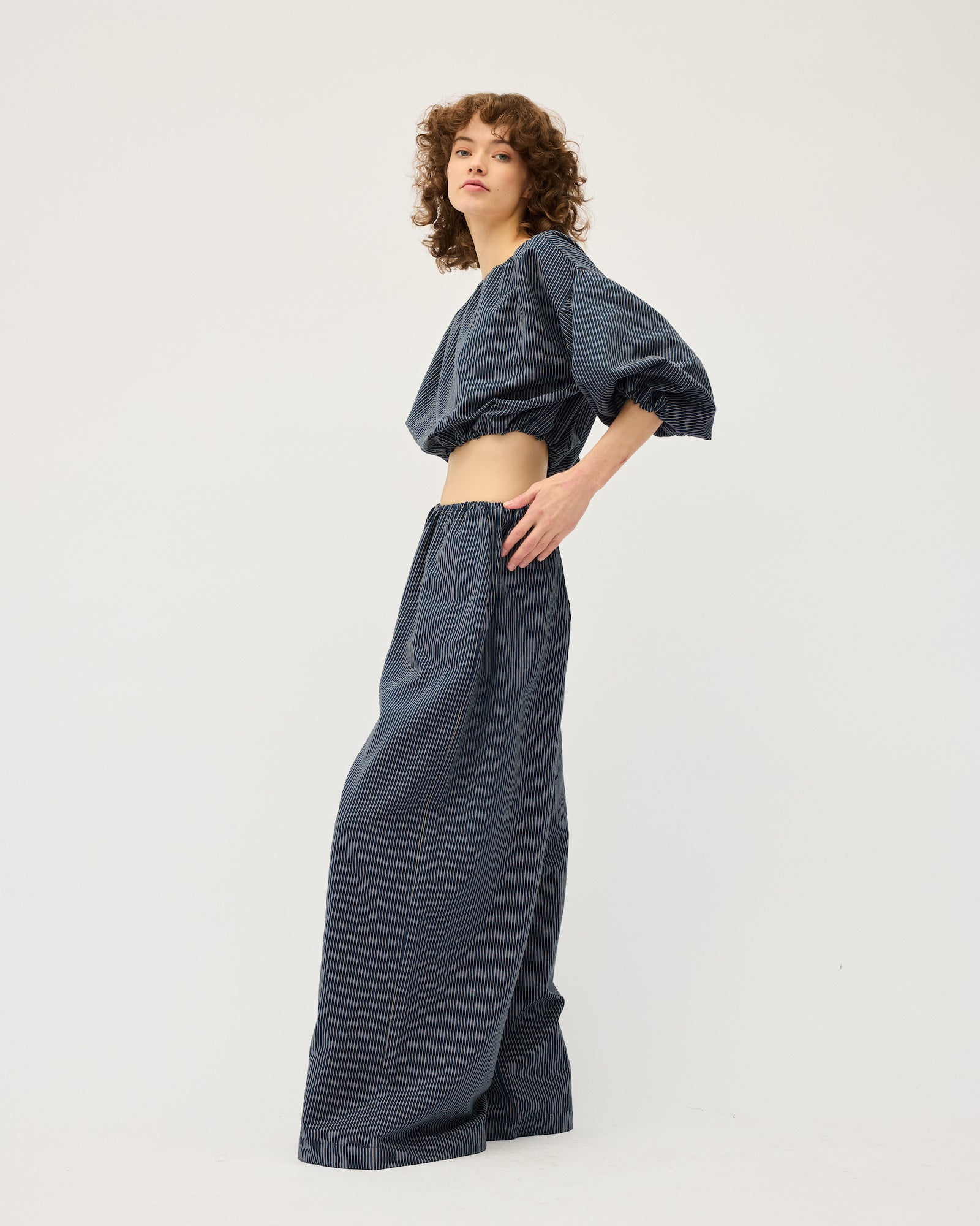Lou Crop | Navy Stripe $310