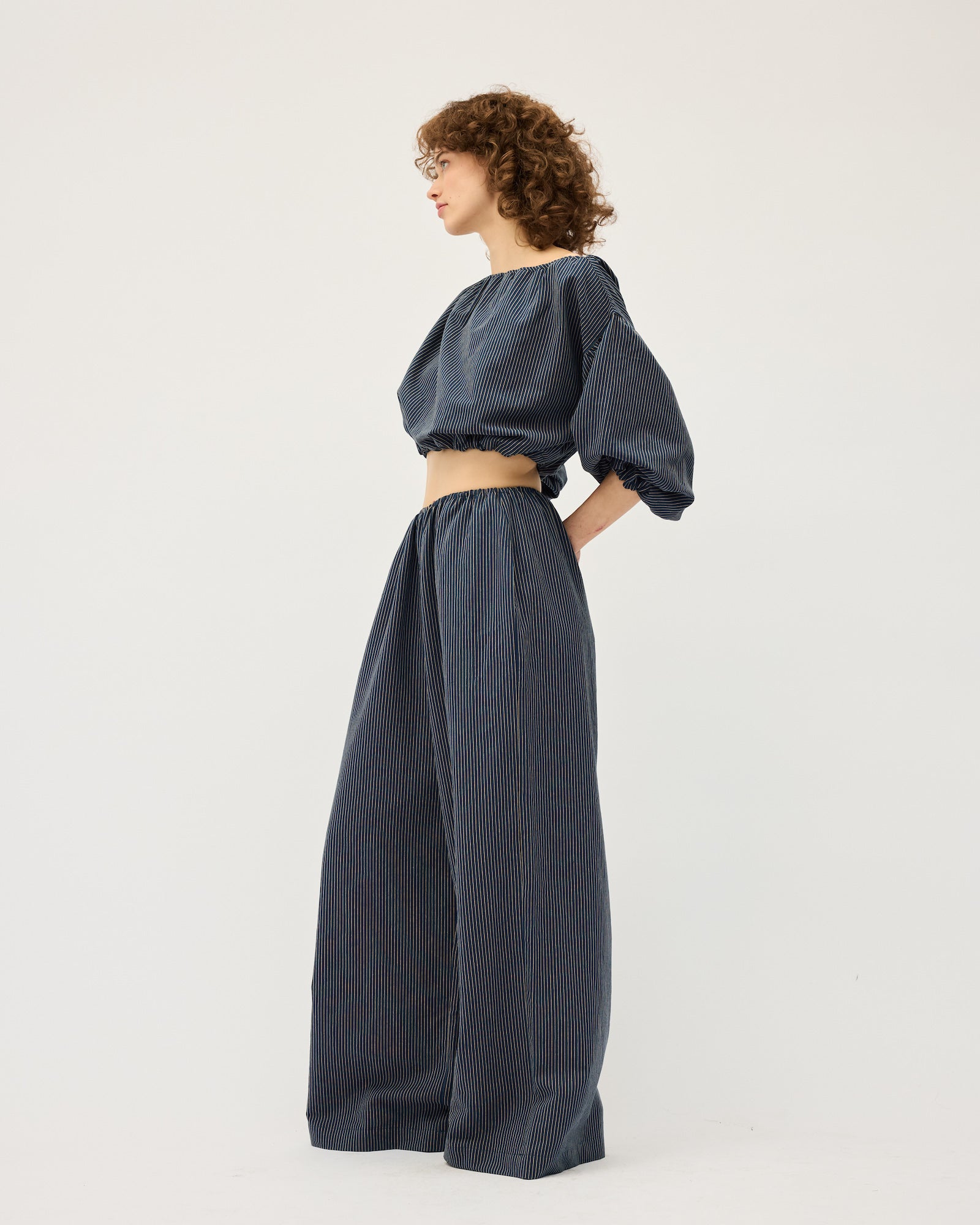 Lou Crop | Navy Stripe $310