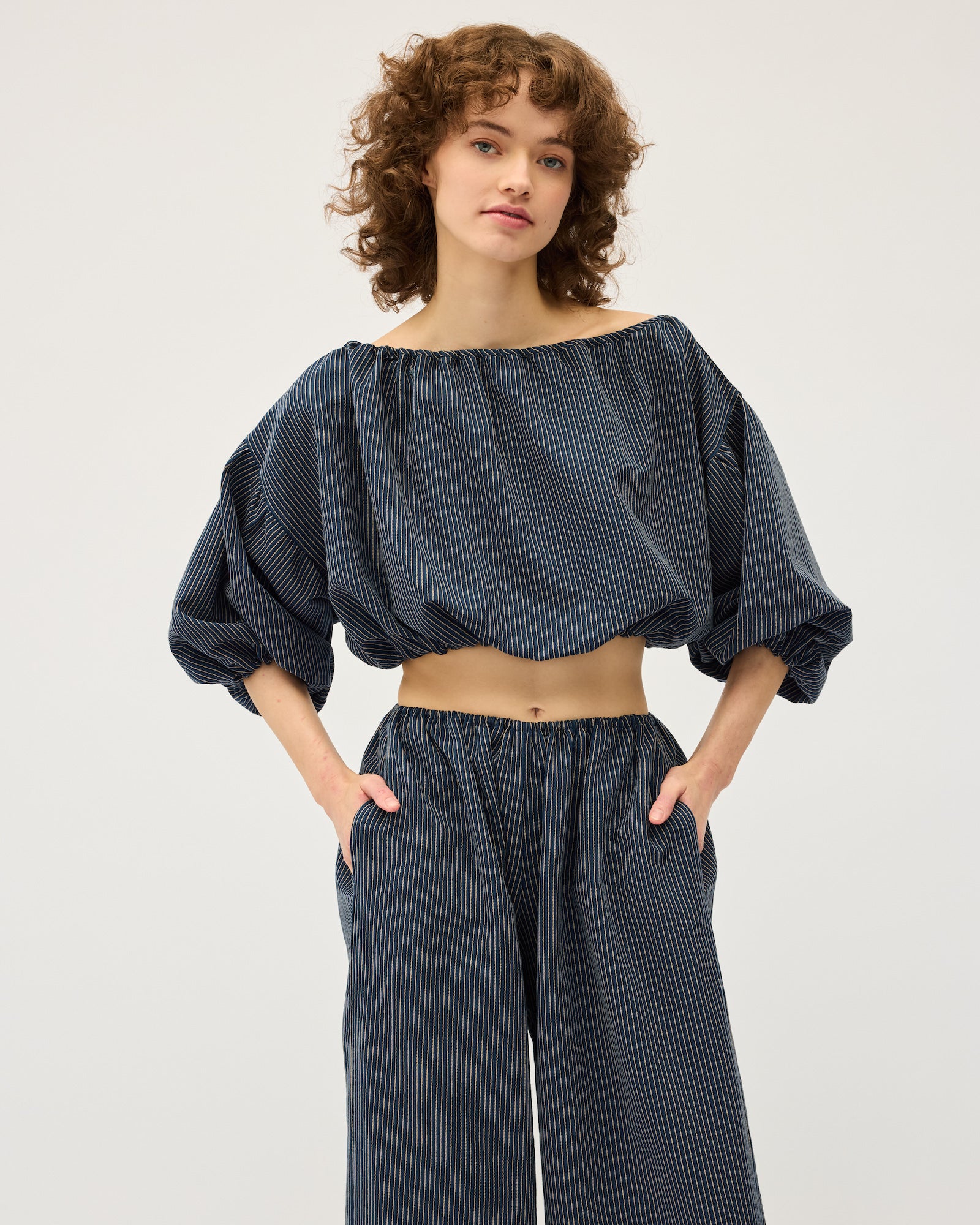 Lou Crop | Navy Stripe $310