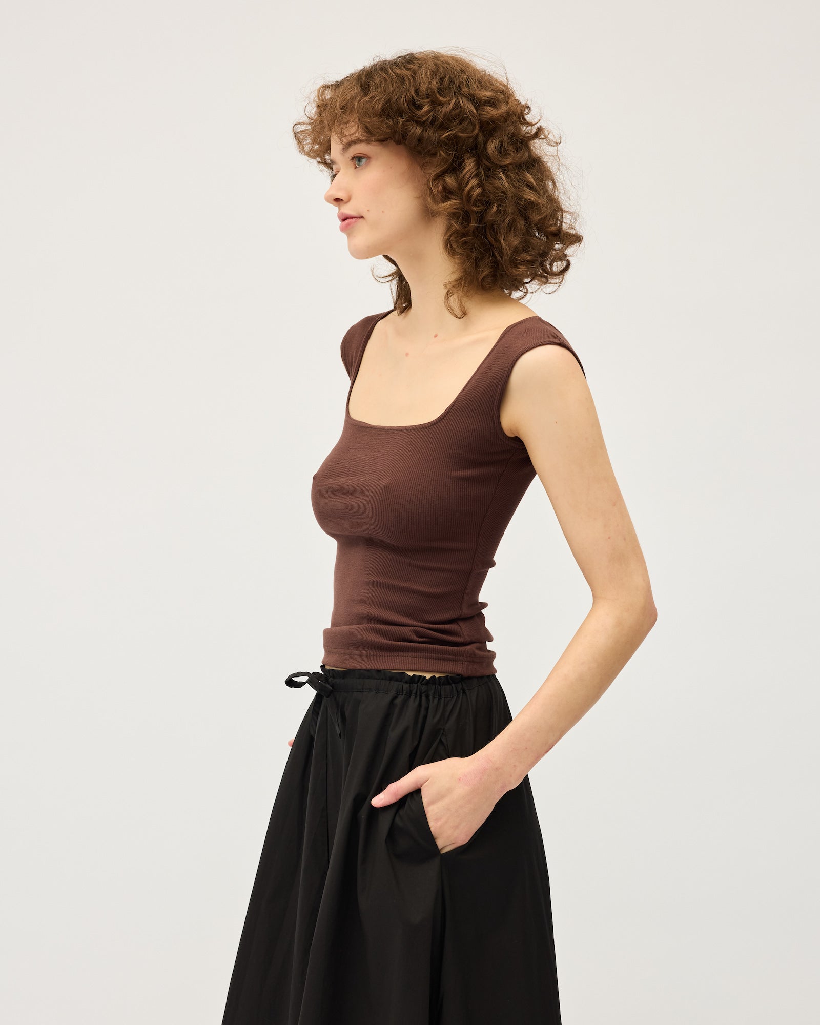 Naia Tank (Rib) | Chocolate $120