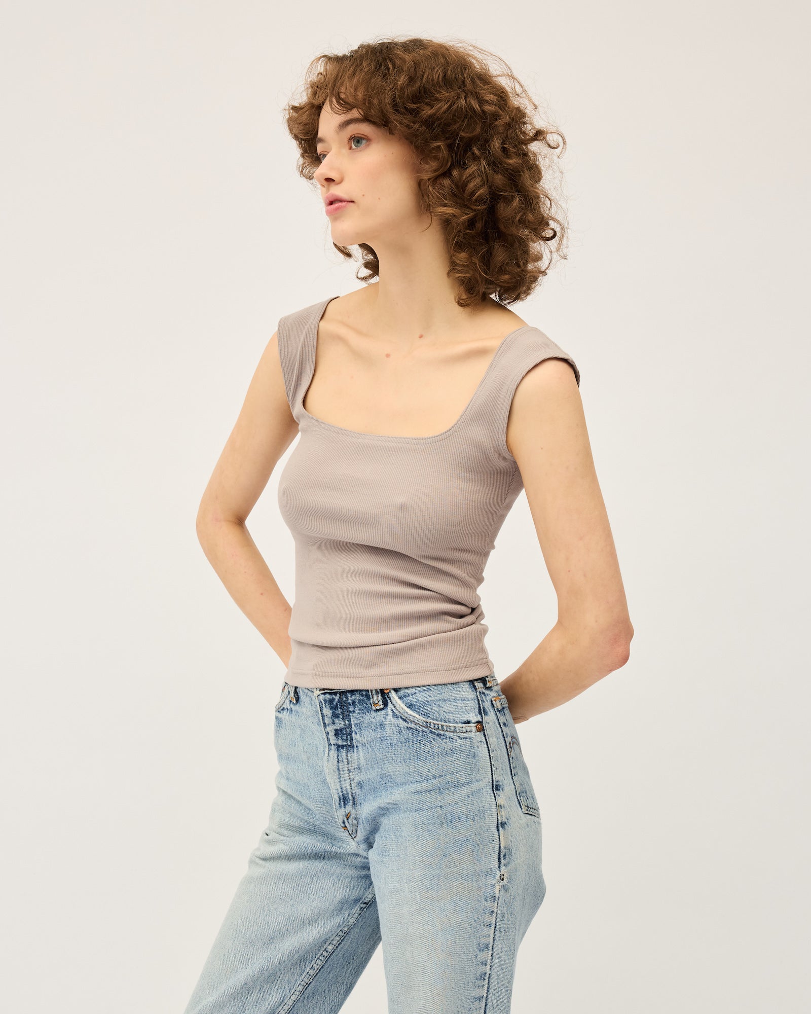 Naia Tank (Rib) | Putty $120
