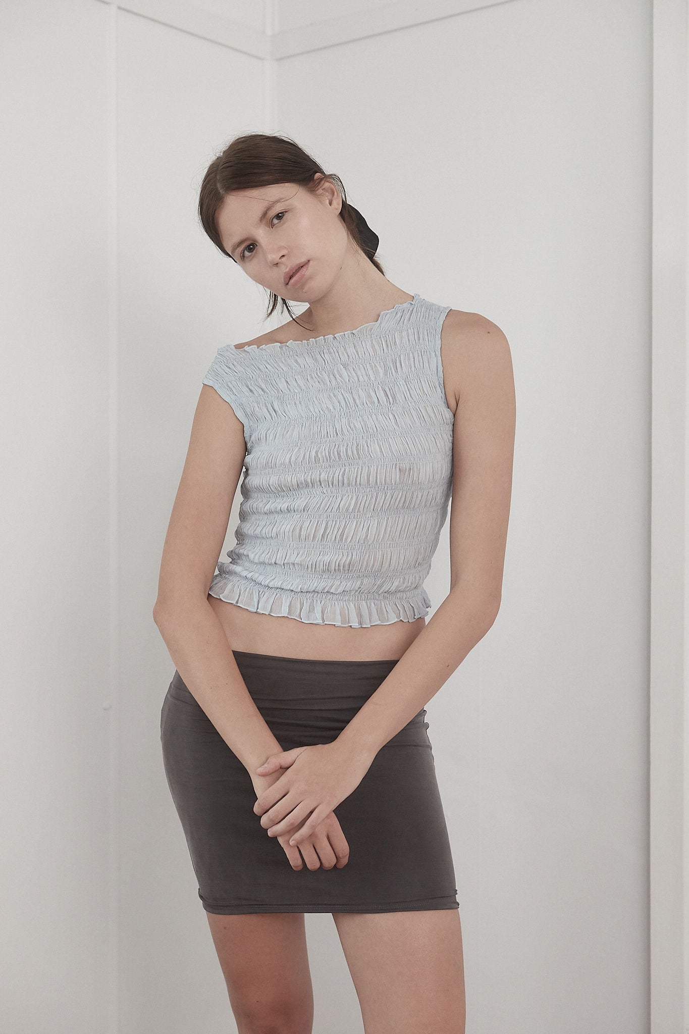 CORE Gathered Top | Ice Blue $229
