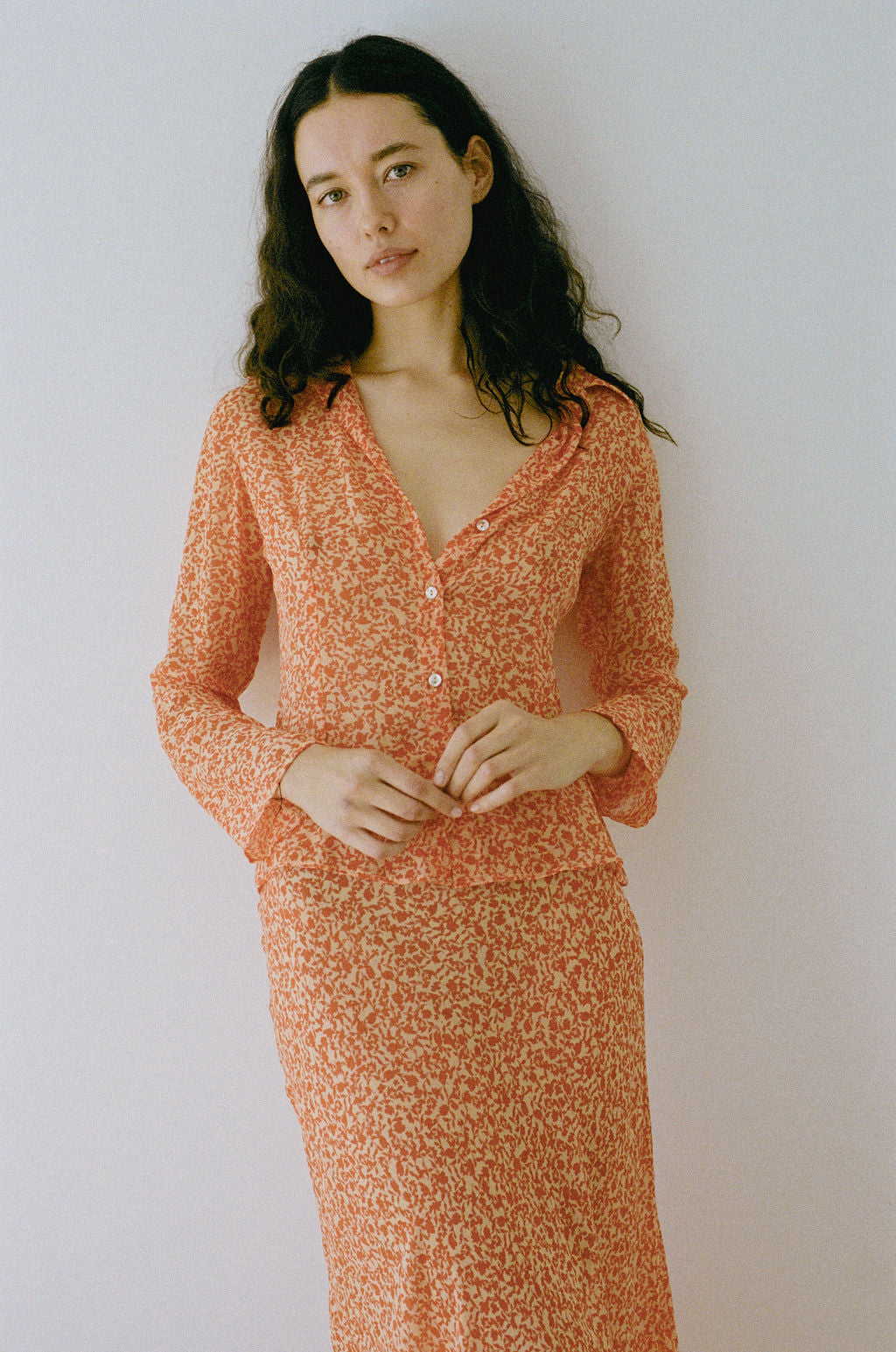 Ivy Shirt | Orange floral | $460