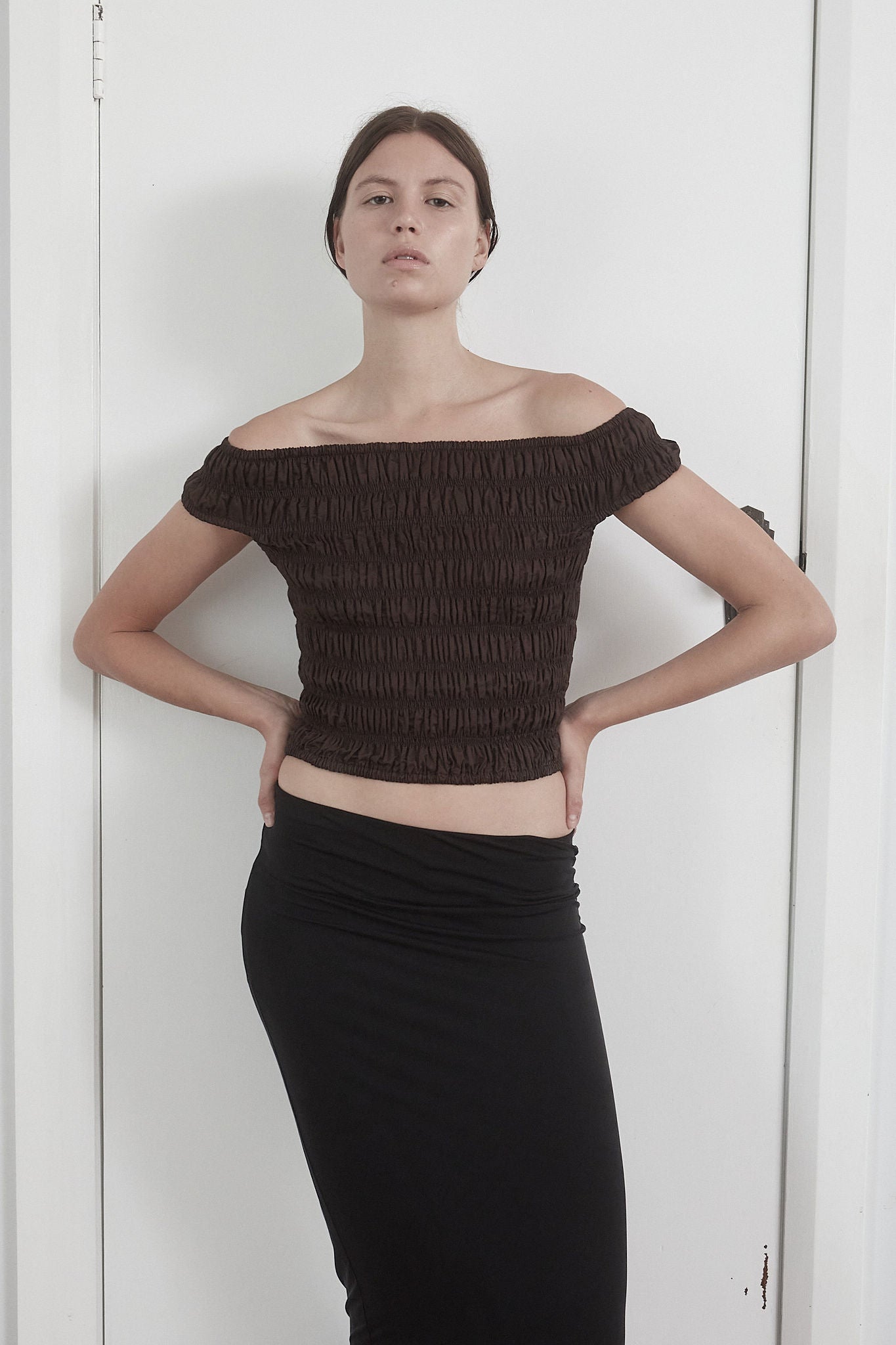 CORE Off Shoulder Top | Cacao $179