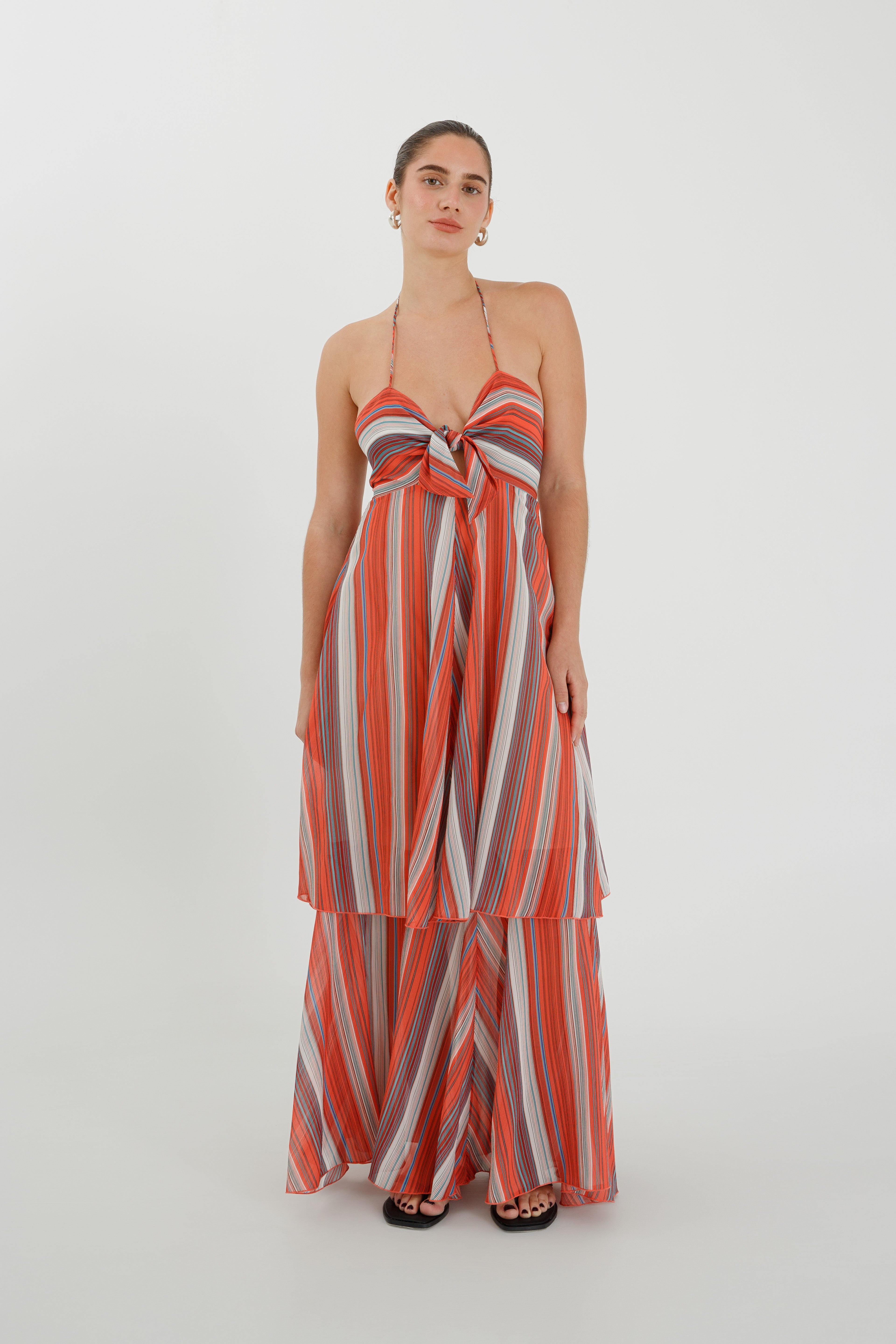 Tie Front Tiered Dress | Corallo $399 - AUGUST