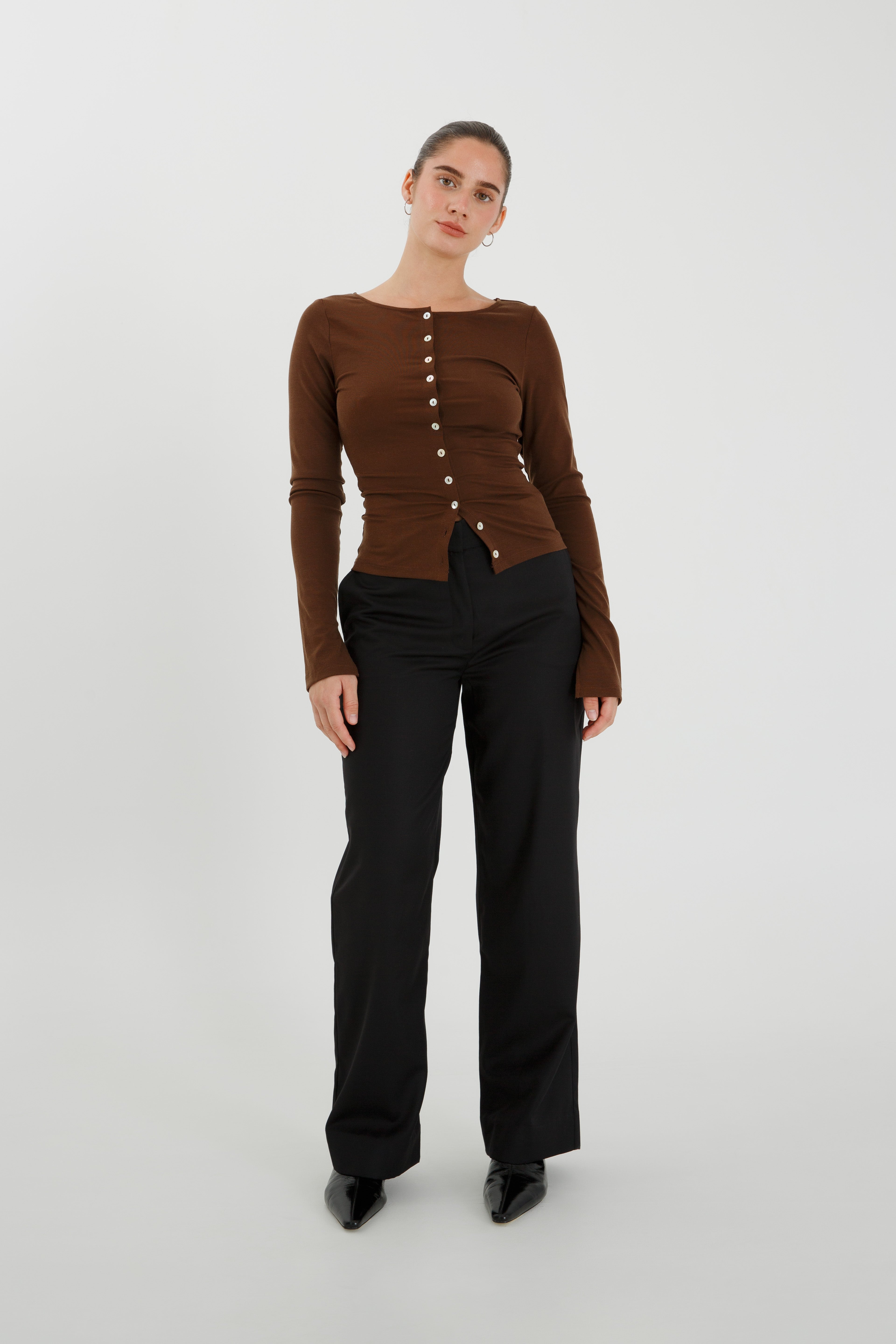 Button-Through Long Sleeve Top | Ciocco $189 - AVAILABLE NOW