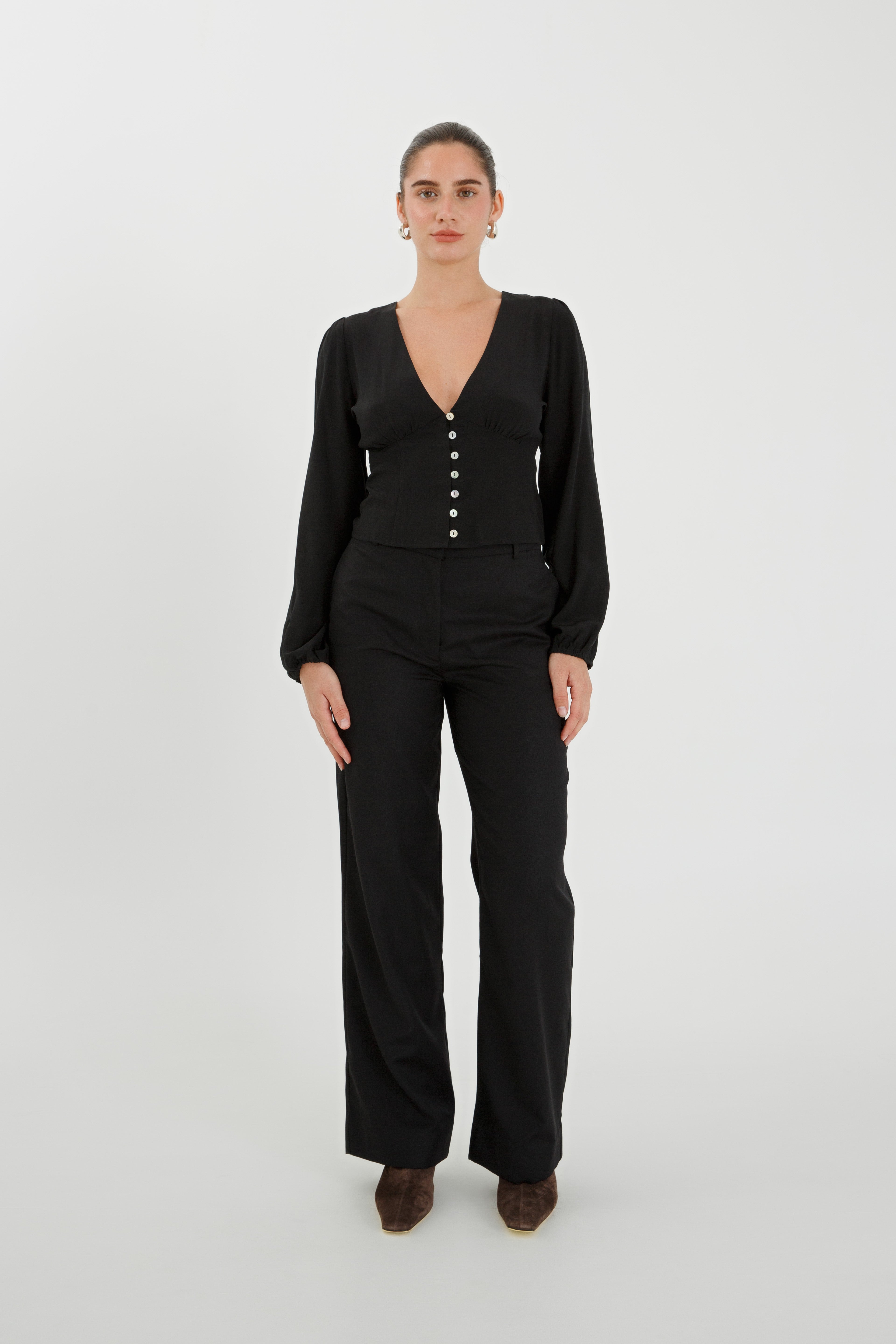 Button-Through Long Sleeve Blouse | Nera $259 - AVAILABLE NOW