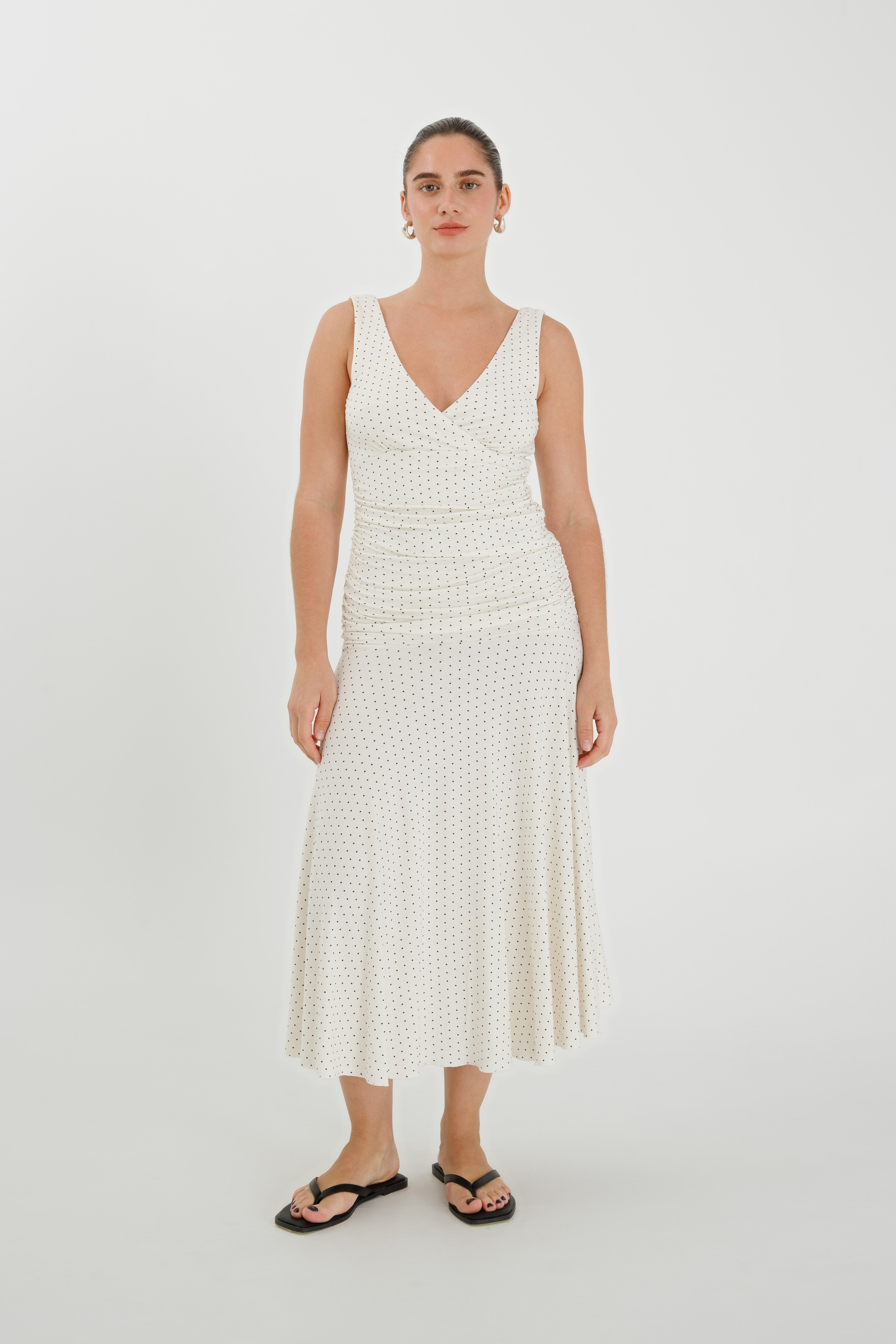 Ruched Plunge Jersey Dress | Pois Bianca $329 - SEPTEMBER