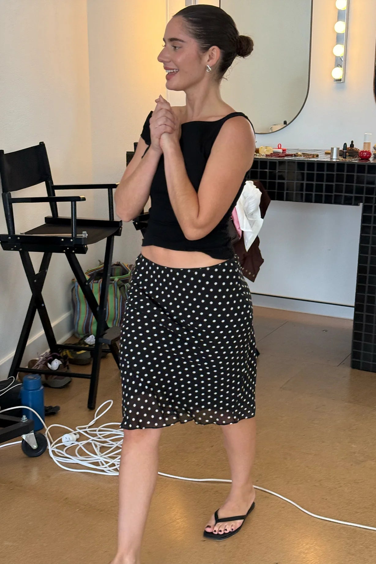 Bias Knee Skirt | Pois Nera $249 - AVAILABLE NOW