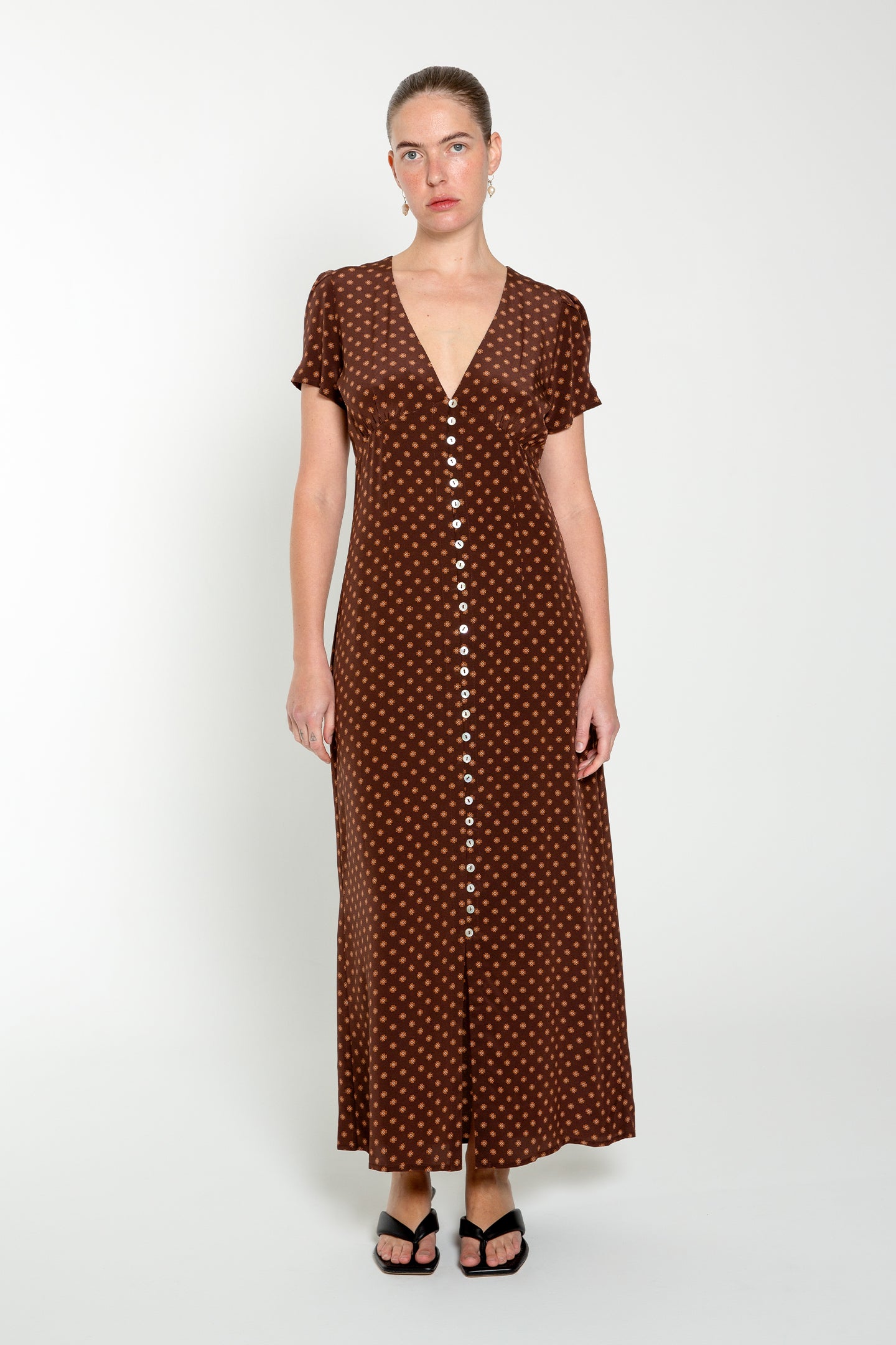 Button-Through Cap-Sleeve Dress | Gea Ciocco $349