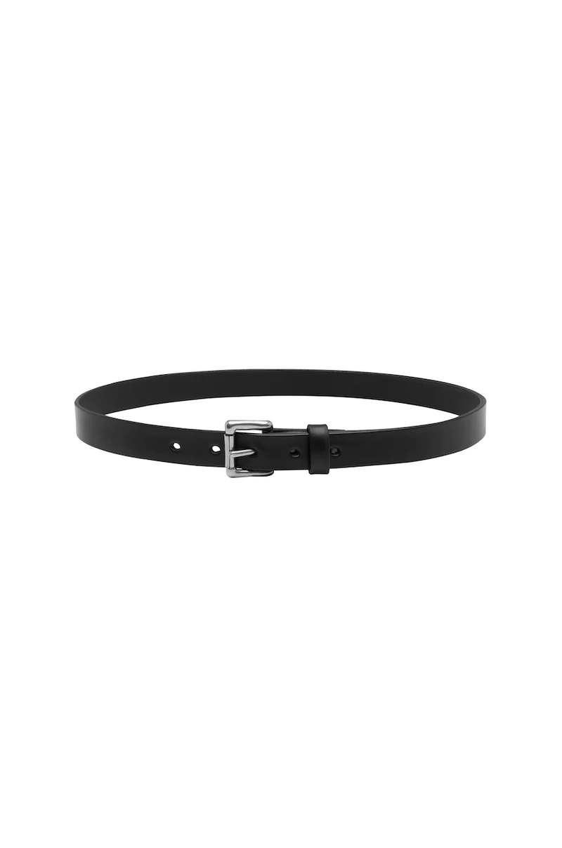 Slim Leather Belt | Black/Silver $230