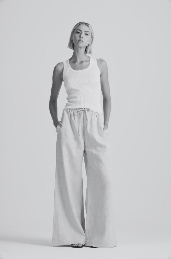 Luxe Wide Leg Pant | White Linen  + Black Linen $490