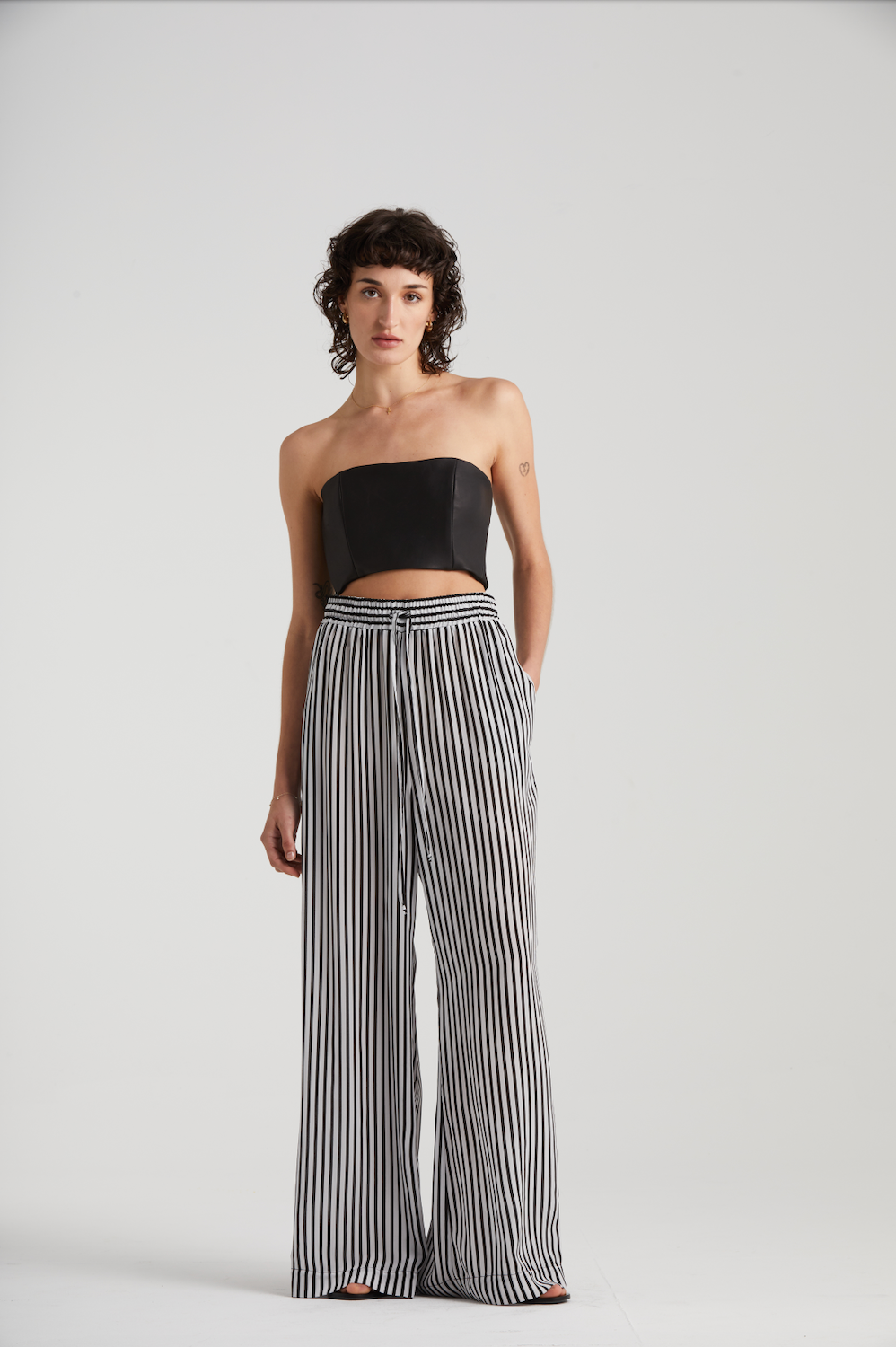 Luxe Wide Leg Pant | Stripe Silk