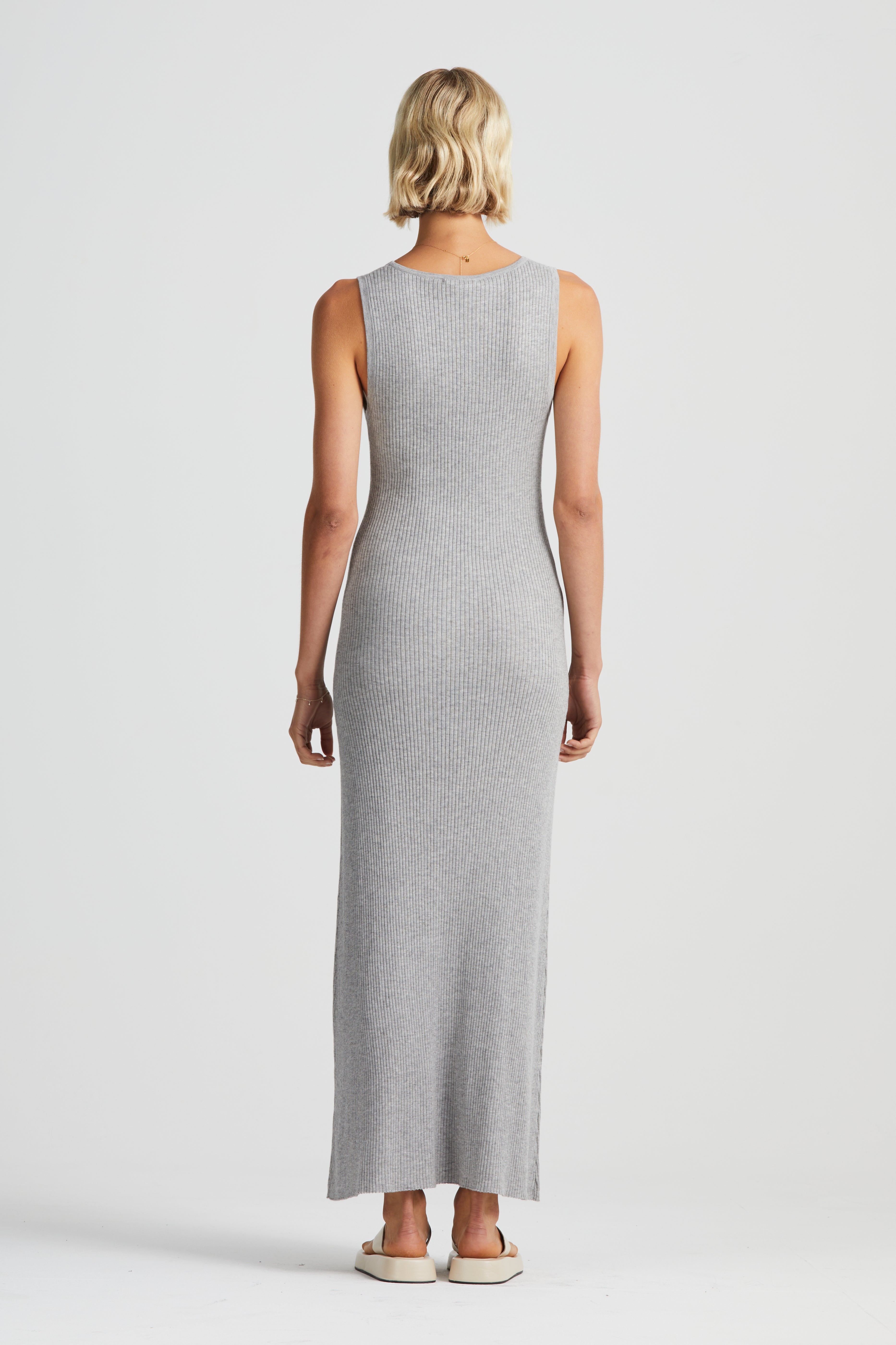 The Linear Sleeveless Knit Dress | Grey $360