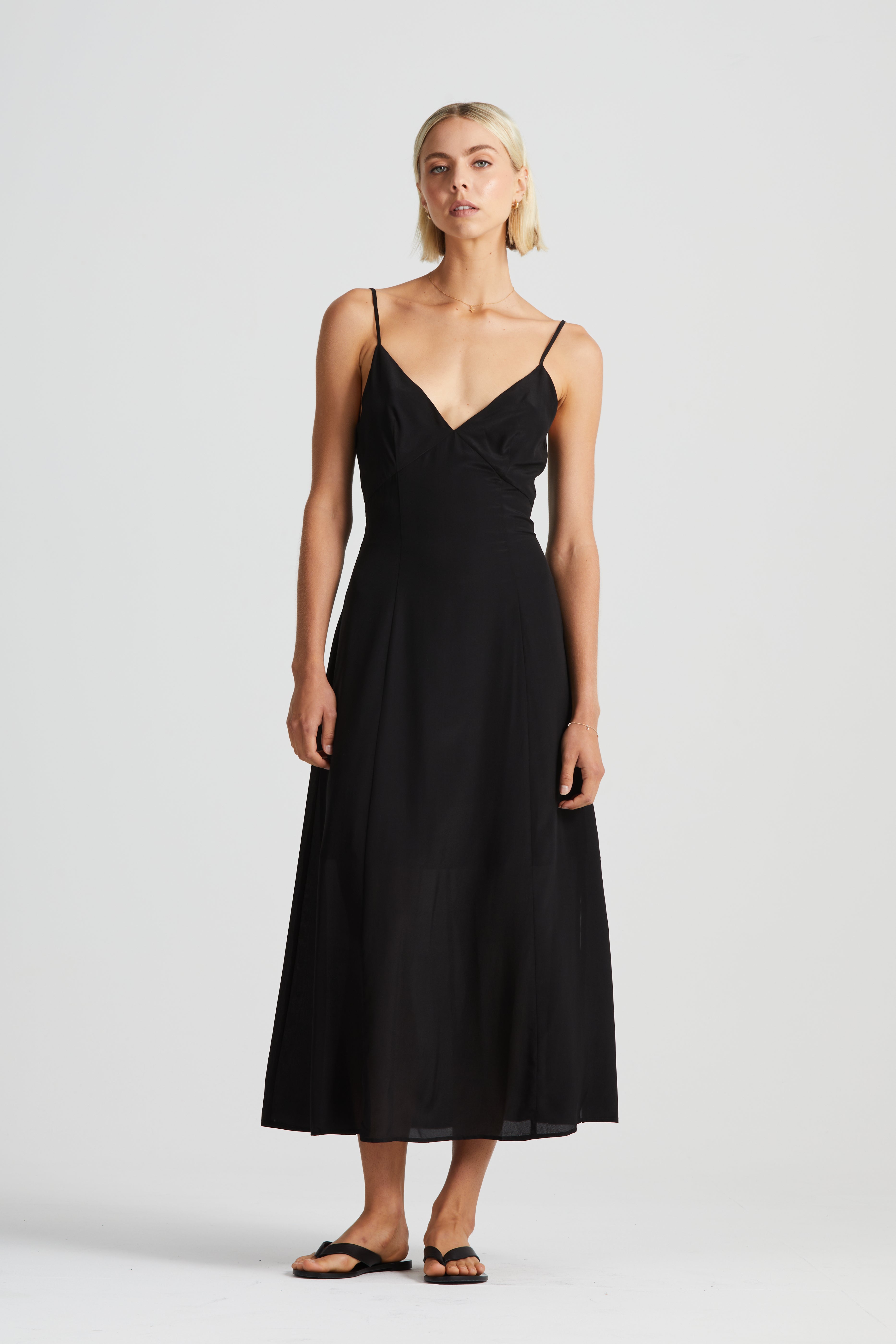 The Forever Silk Panelled Dress | Black $360
