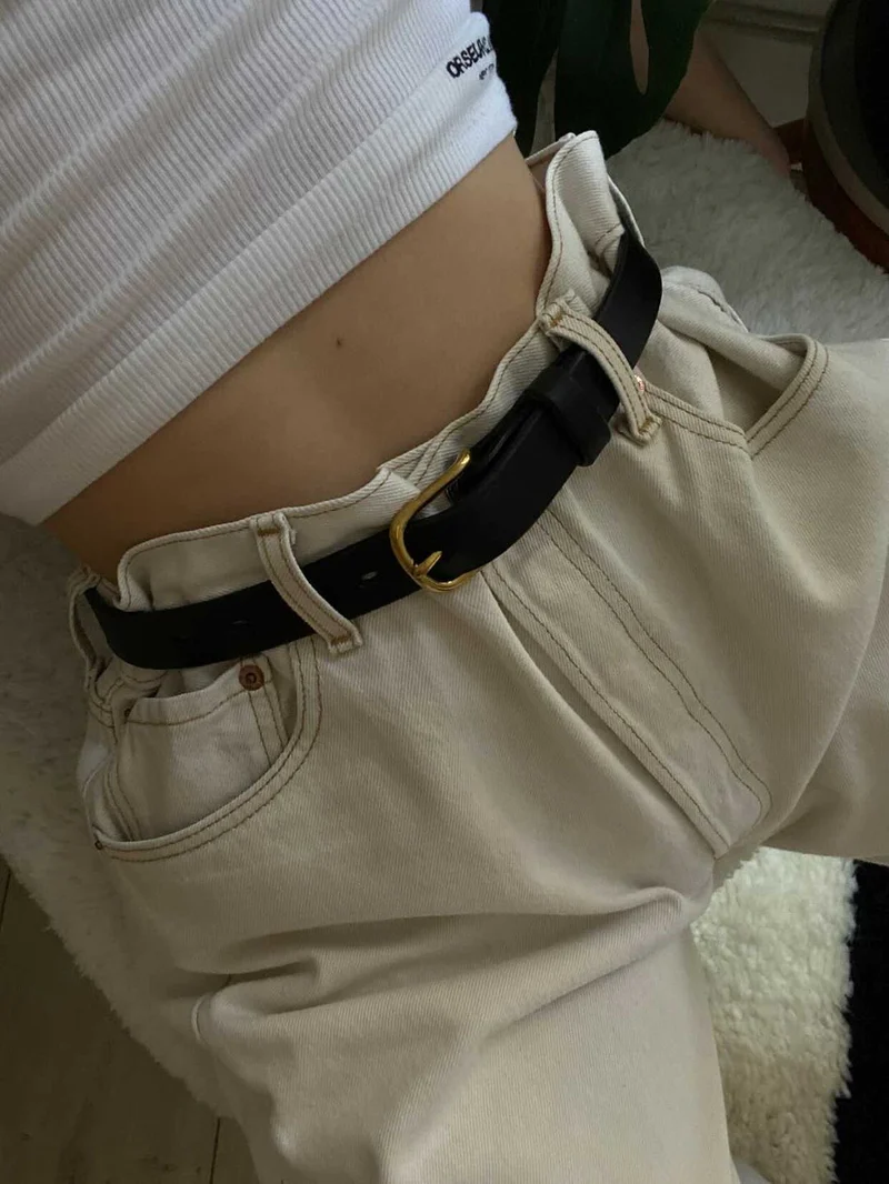 Classic Leather Belt | Black/Brass $250