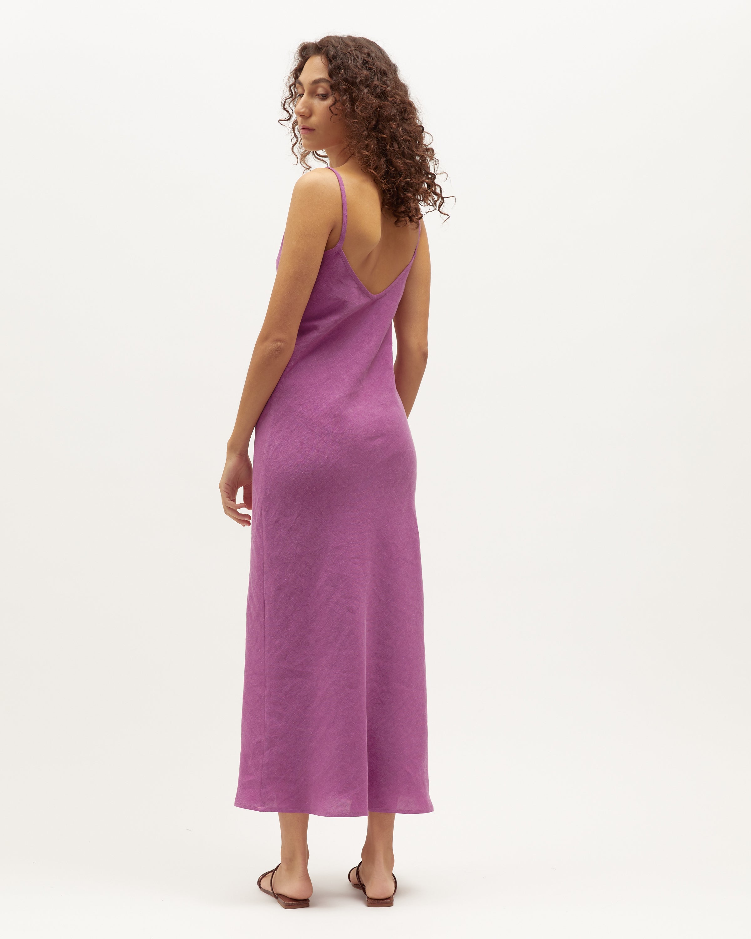 Midi Bias Dress | Berry Washed Linen $289