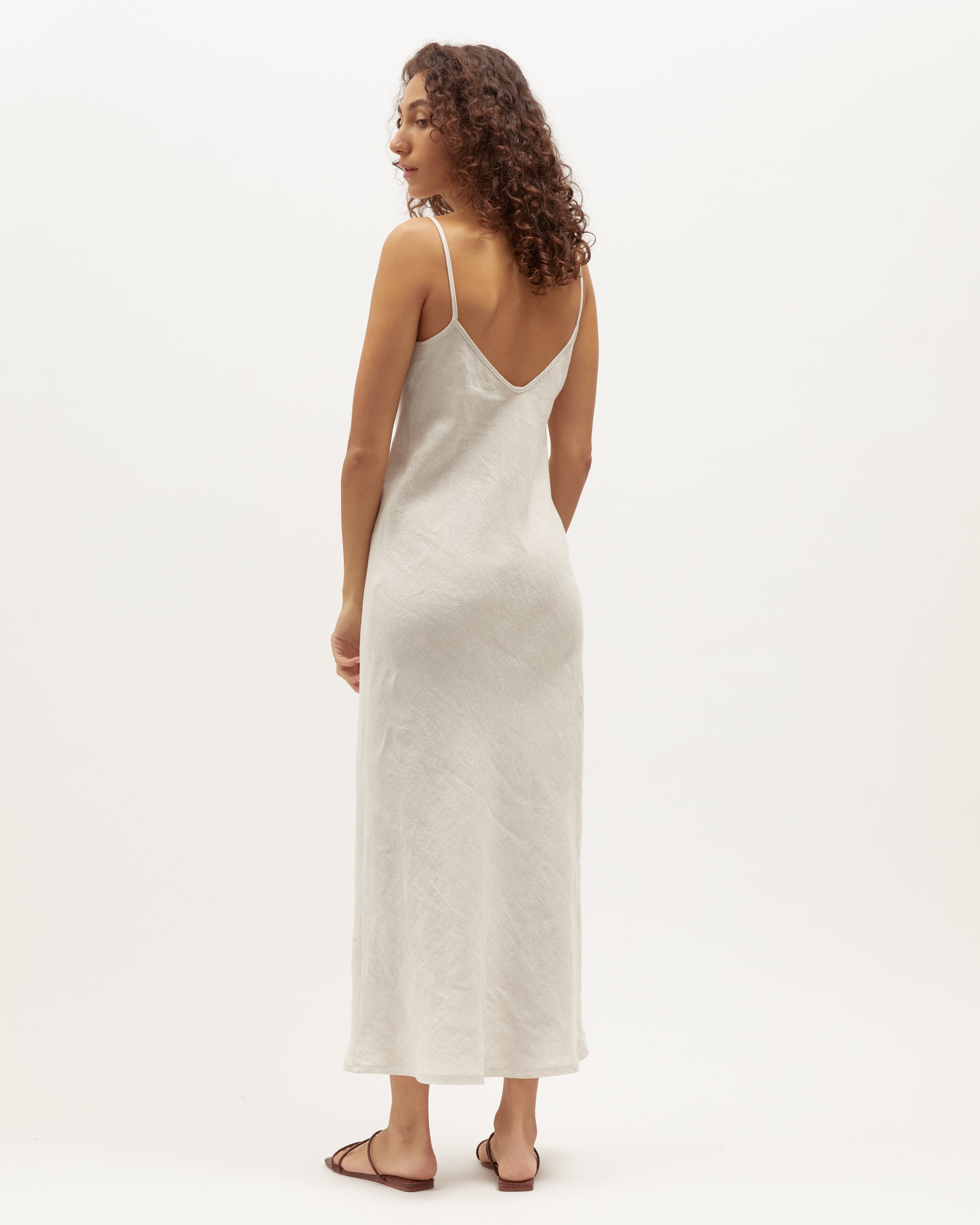 Midi Bias Dress | Sand Washed Linen $289