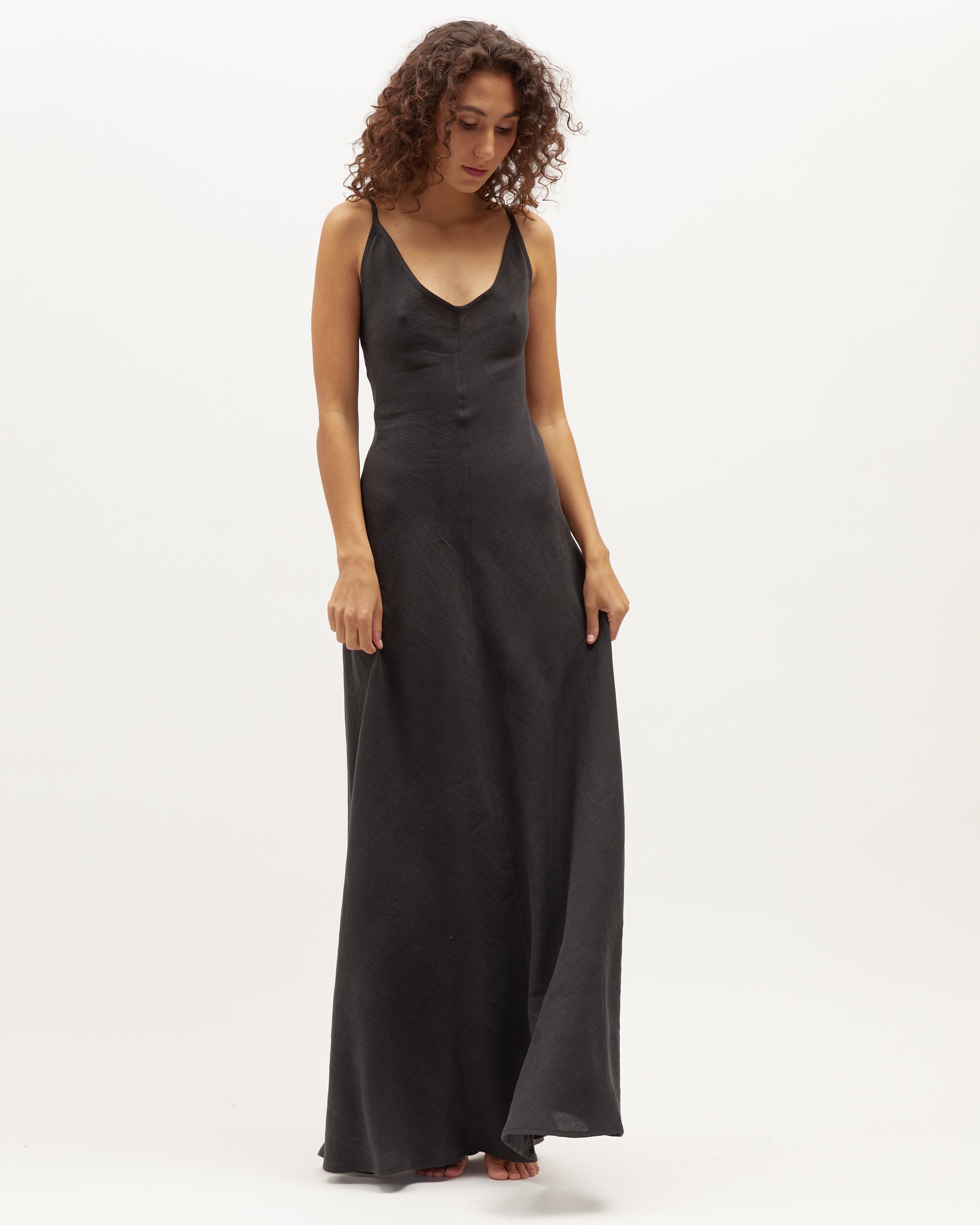 Sloane Dress | Black Washed Linen $360