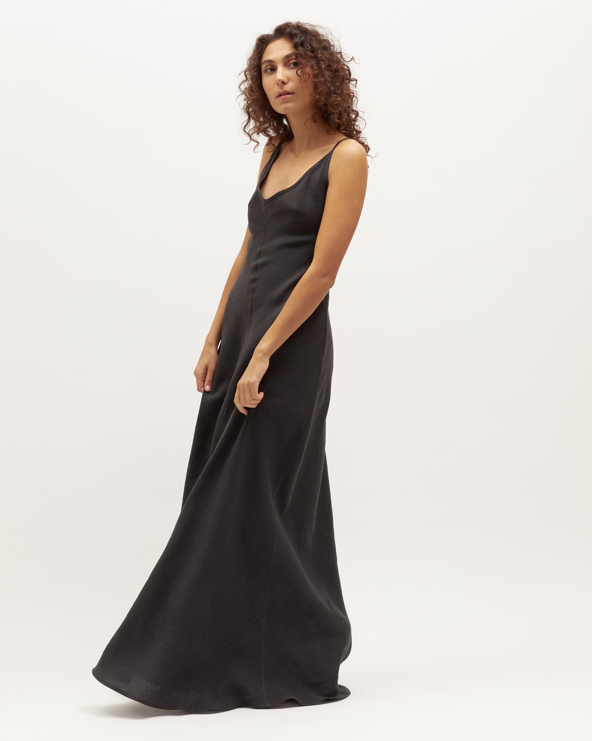 Sloane Dress | Black Washed Linen $360