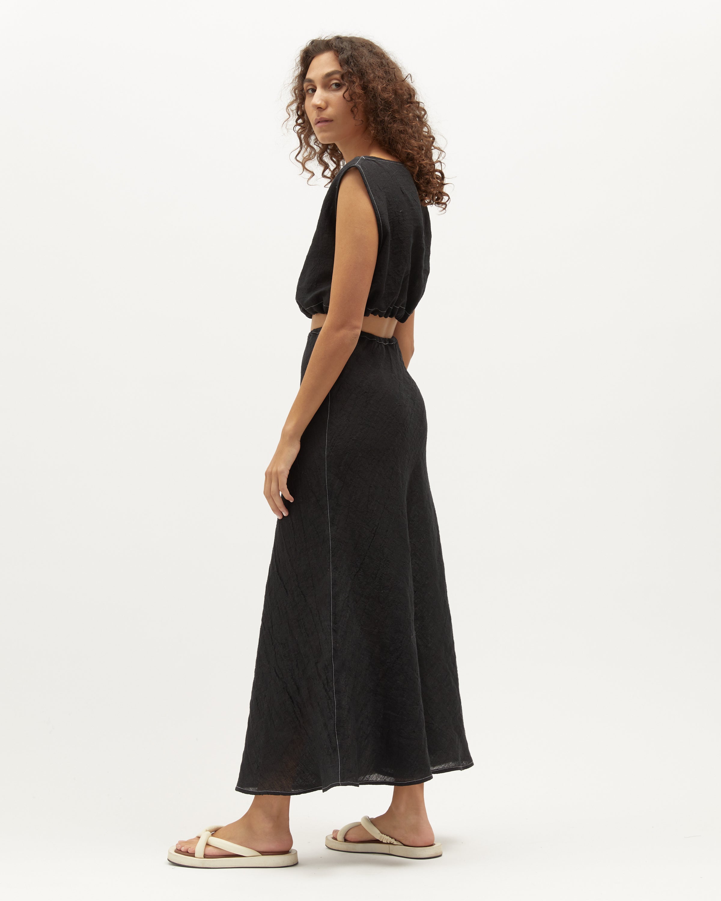 Wray Skirt | Black Contrast Stitch $260