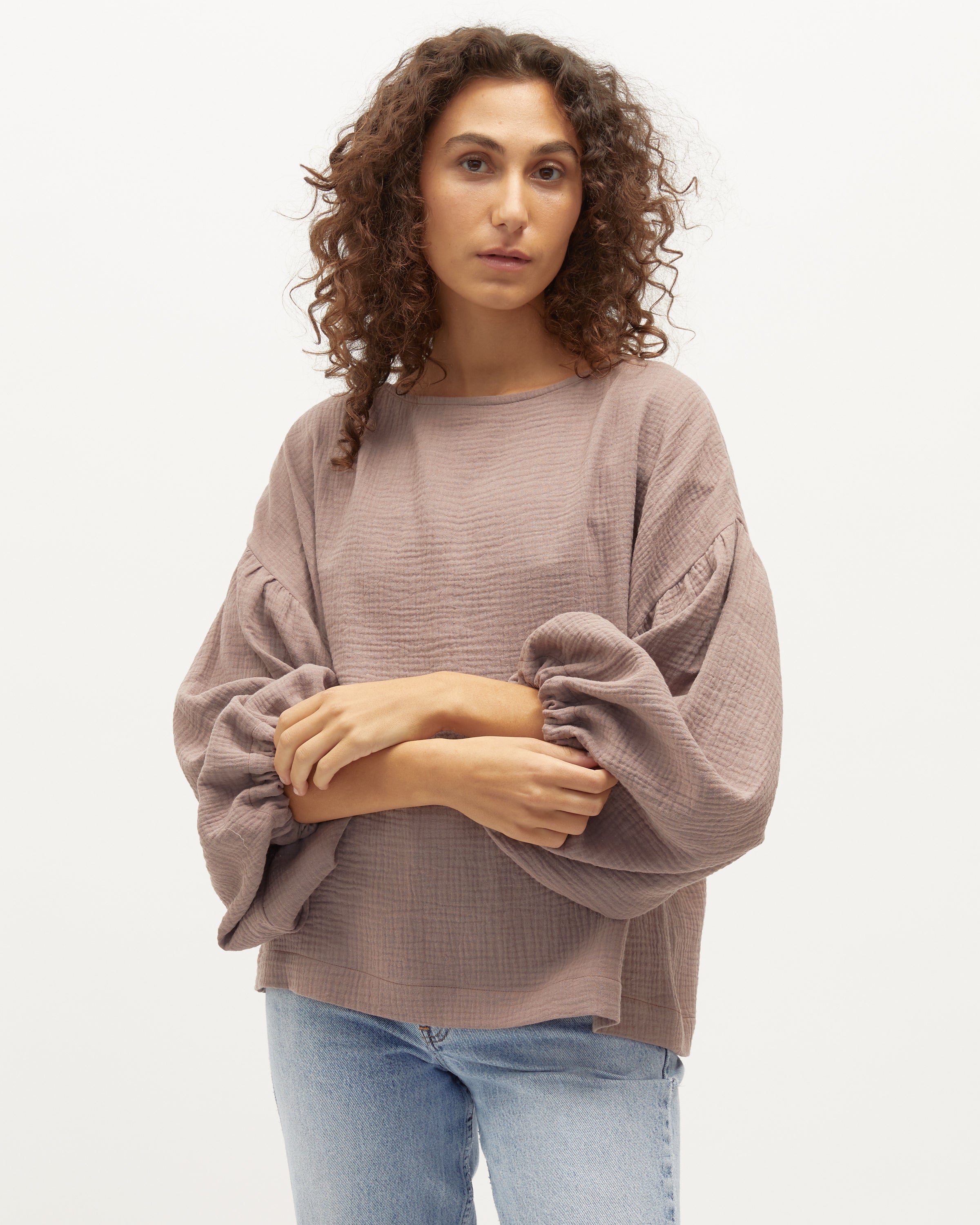 Bella Blouse | Taupe Muslin $199