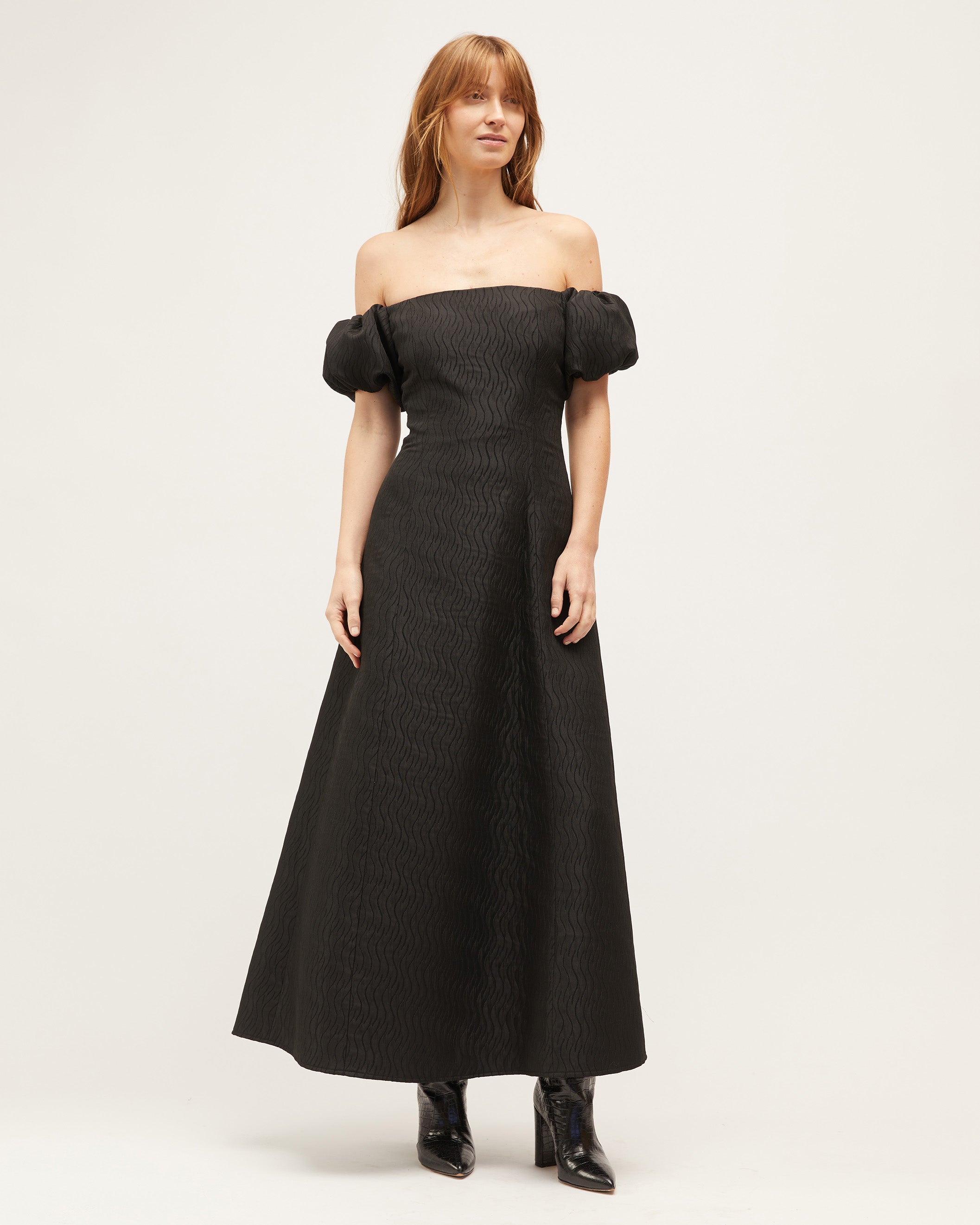 Leon Dress | Black Swirl Jacquard $750