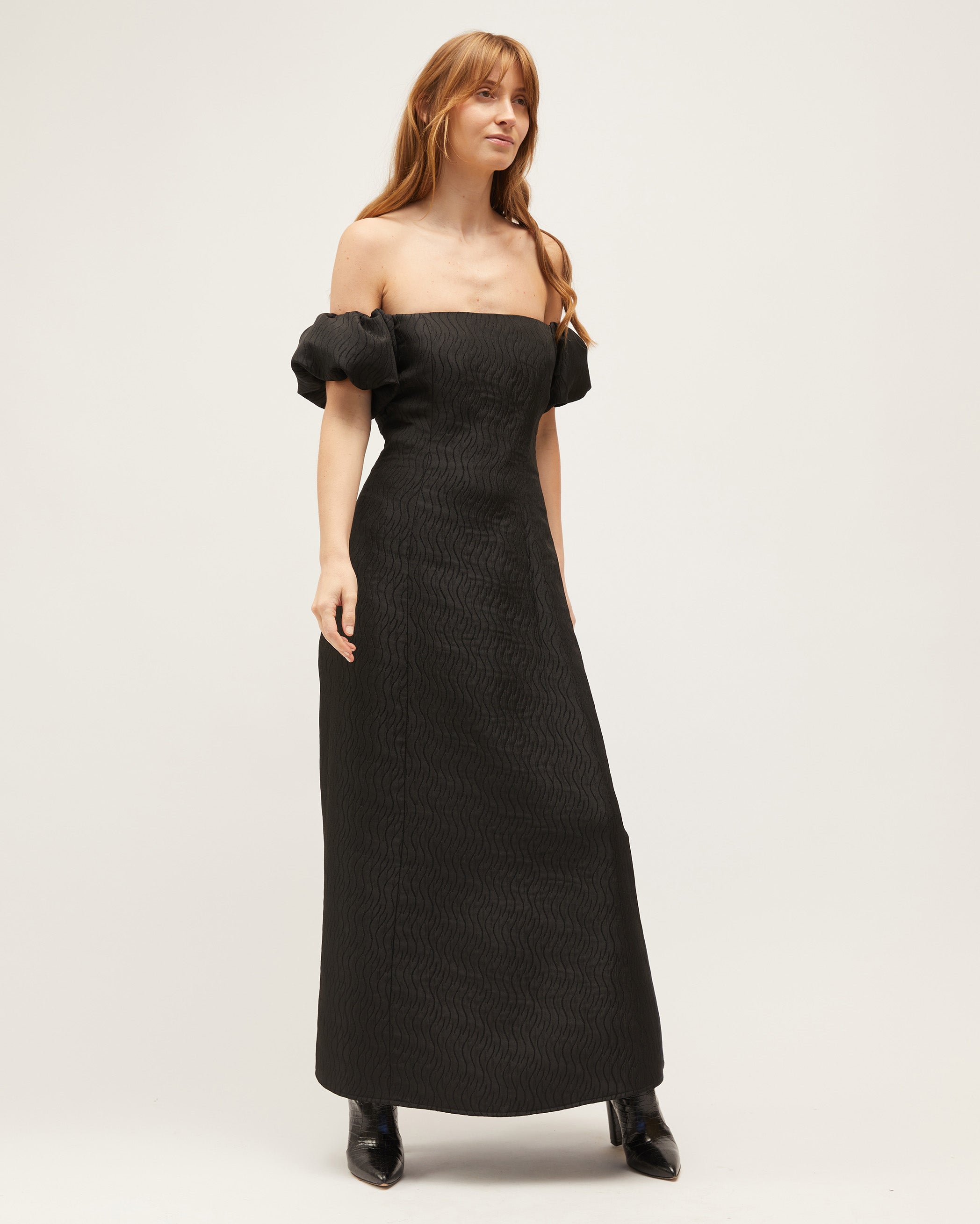 Leon Dress | Black Swirl Jacquard $750
