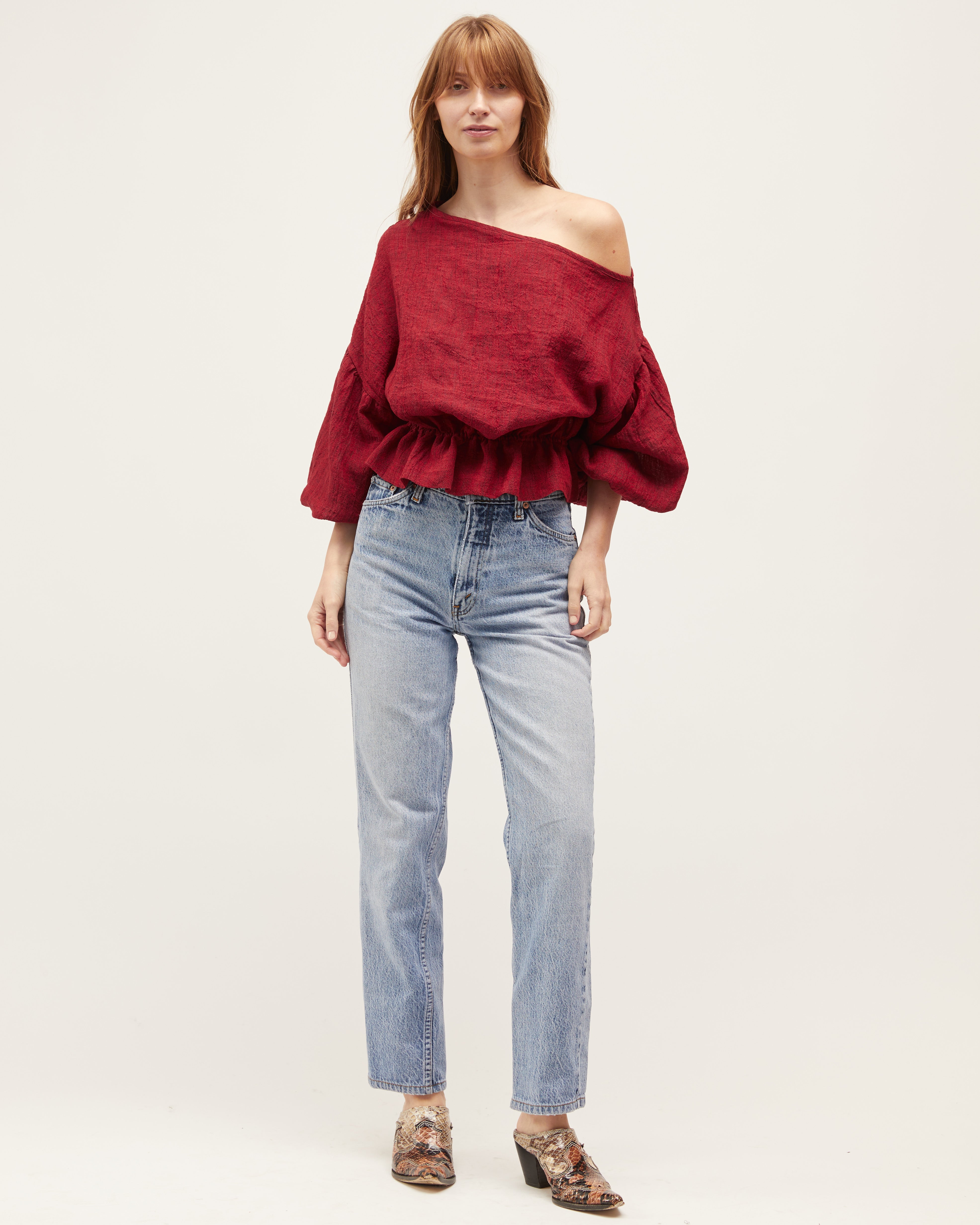 Anna Frill Blouse | Red Shot $245