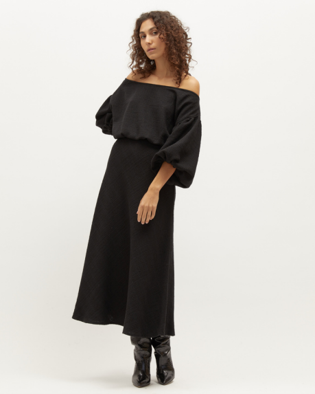 Louie Dress | Black Tweed $340